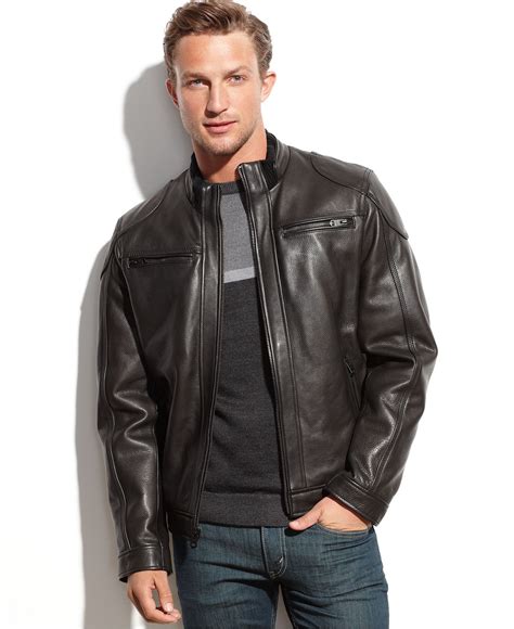 calvin klein leather biker jacket|calvin klein leather jackets macy's.